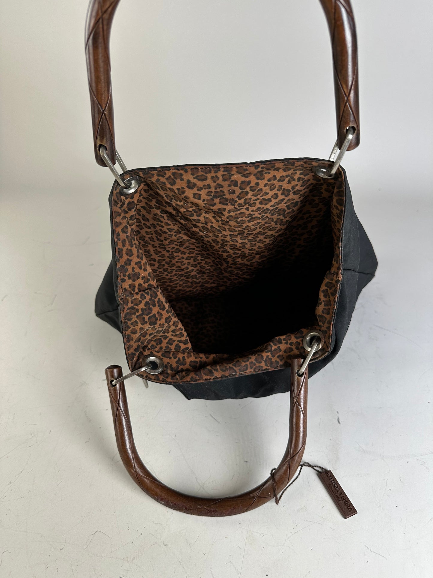 Vintage Bottega Veneta Reversible Canvas Tote Black Brown