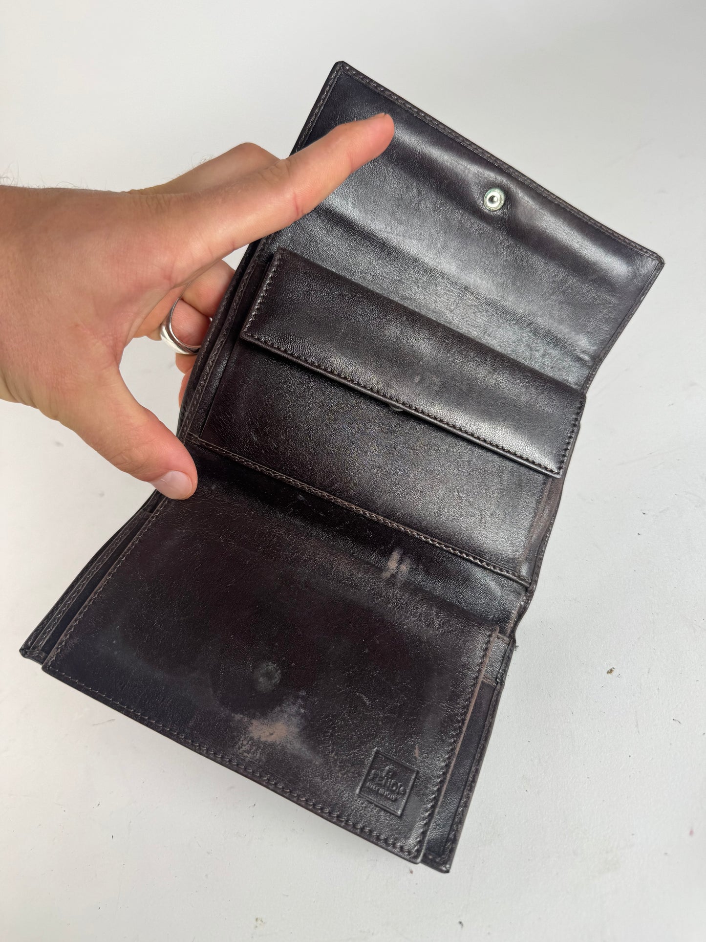 Vintage Fendi FF Monogram Leather Wallet Brown