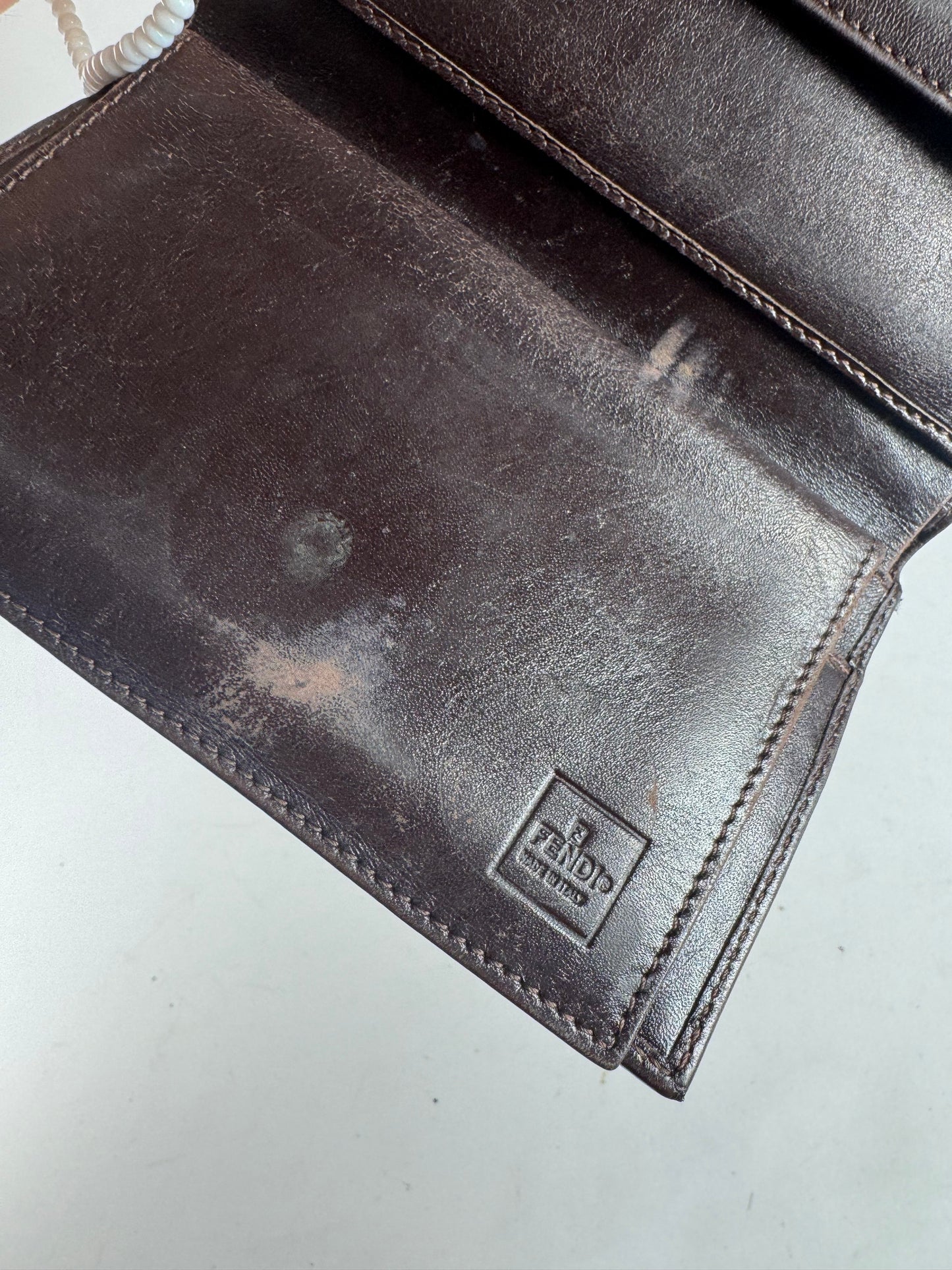 Vintage Fendi FF Monogram Leather Wallet Brown