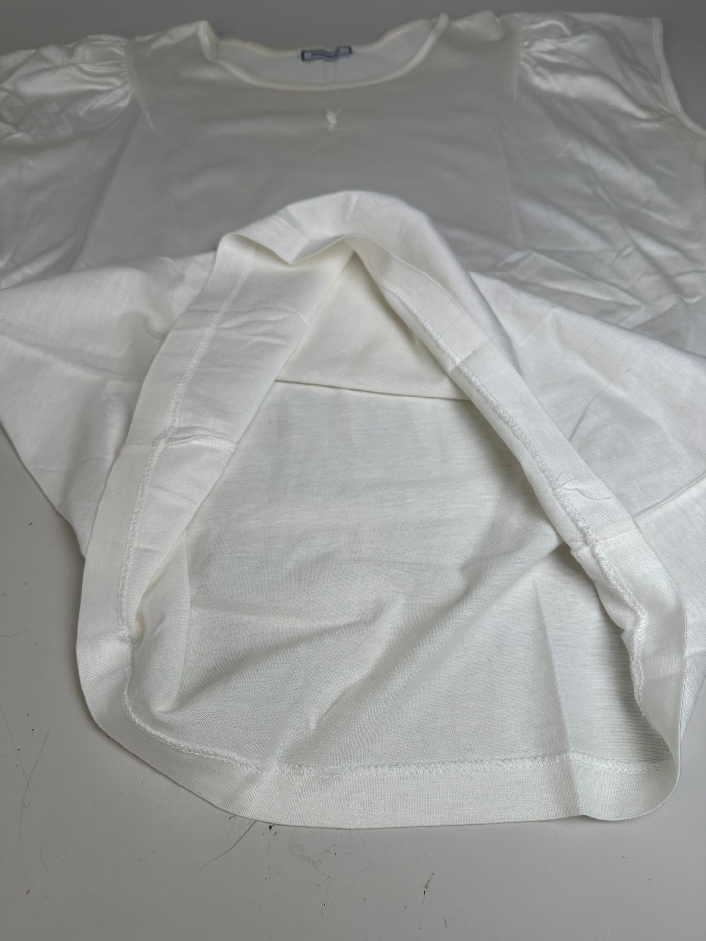 Vintage Yves Saint Laurent Embroidered Logo T-shirt Ivory M