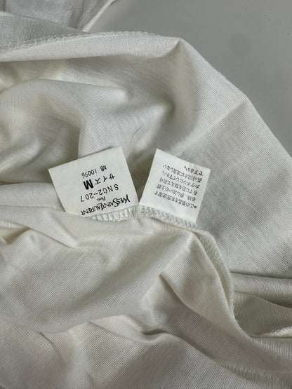 Vintage Yves Saint Laurent Embroidered Logo T-shirt Ivory M