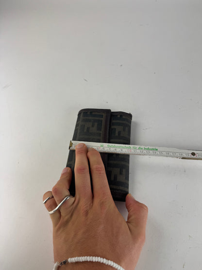 Vintage Fendi FF Monogram Leather Wallet Brown