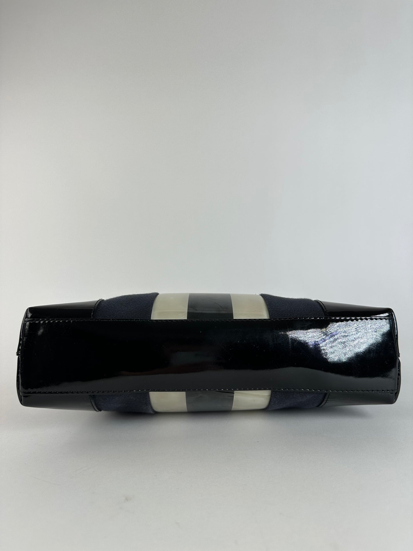 Vintage Gucci Canvas Shoulder Bag Black White