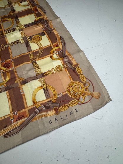Vintage Celine Paris Baroque Scarf Grey Brown