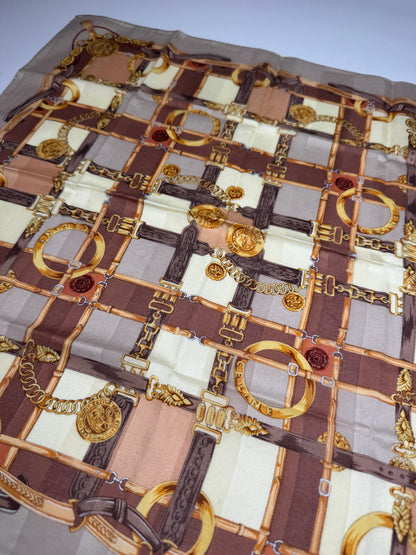 Vintage Celine Paris Baroque Scarf Grey Brown