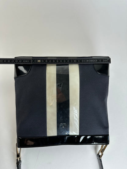 Vintage Gucci Canvas Shoulder Bag Black White