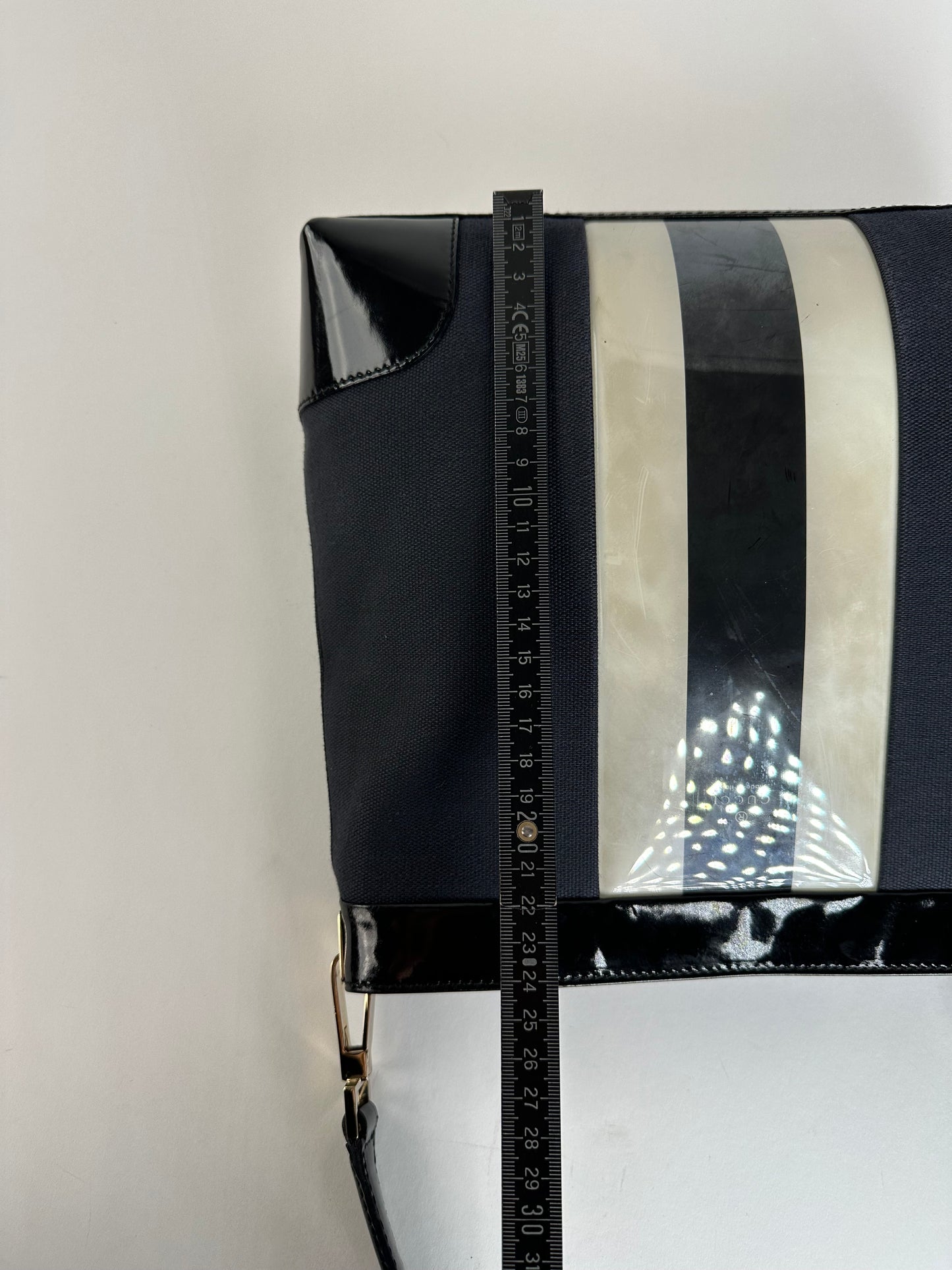 Vintage Gucci Canvas Shoulder Bag Black White