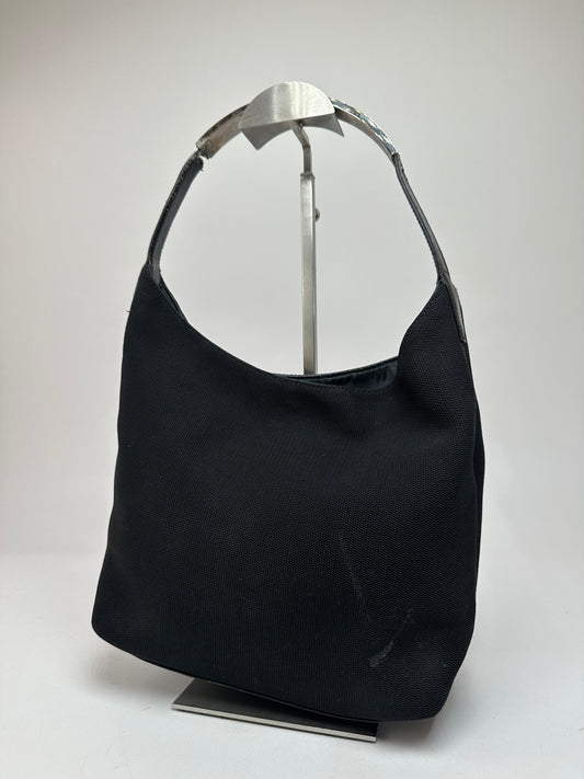 Vintage Gucci Leather Canvas Handbag Black