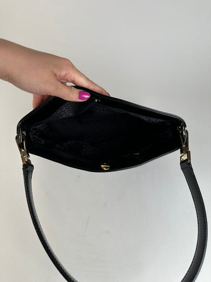 Vintage Gucci Canvas Shoulder Bag Black White