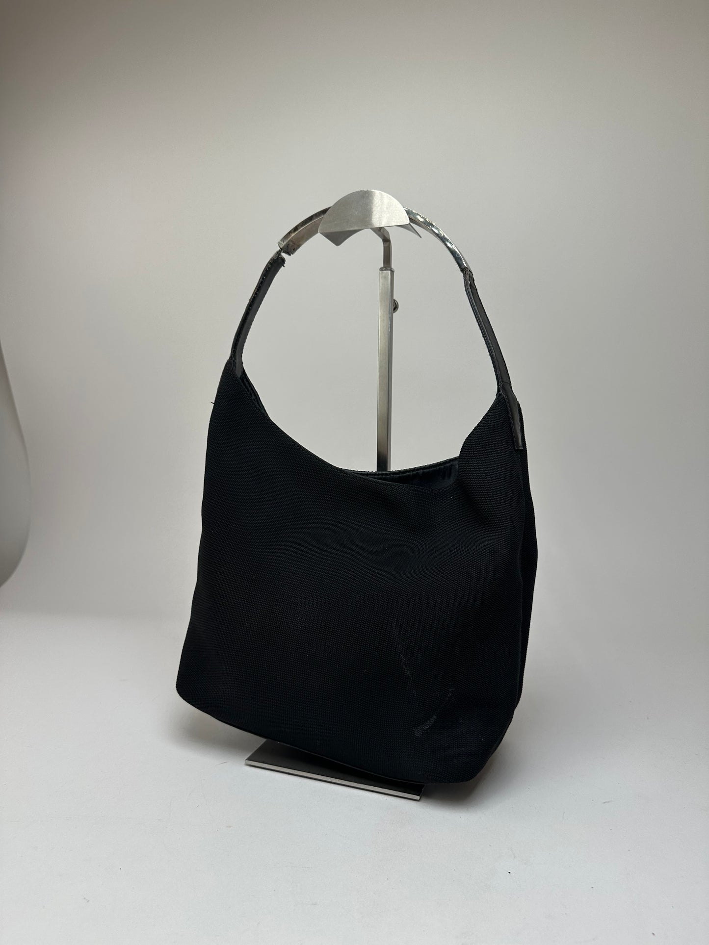 Vintage Gucci Leather Canvas Handbag Black
