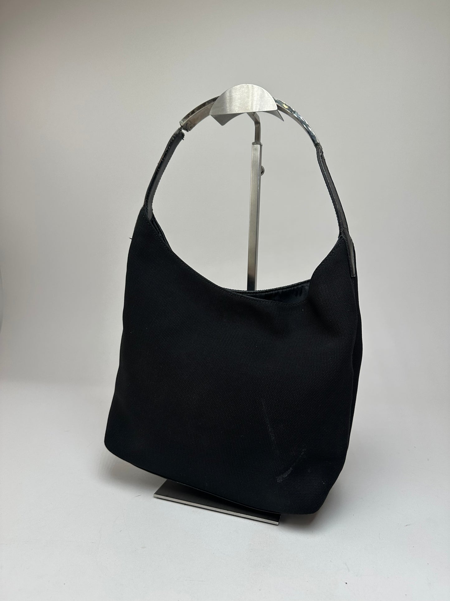 Vintage Gucci Leather Canvas Handbag Black