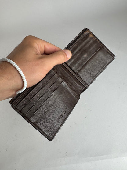 Vintage Bottega Veneta Intrecciato Leather Wallet Beige Red Brown Flapable