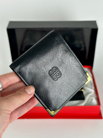 Vintage Balenciaga Leather Belt, wallet & card Holder set Black