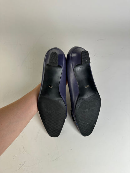 Vintage Chloe Leather Bow Heels Dark Purple Navy EU36.5