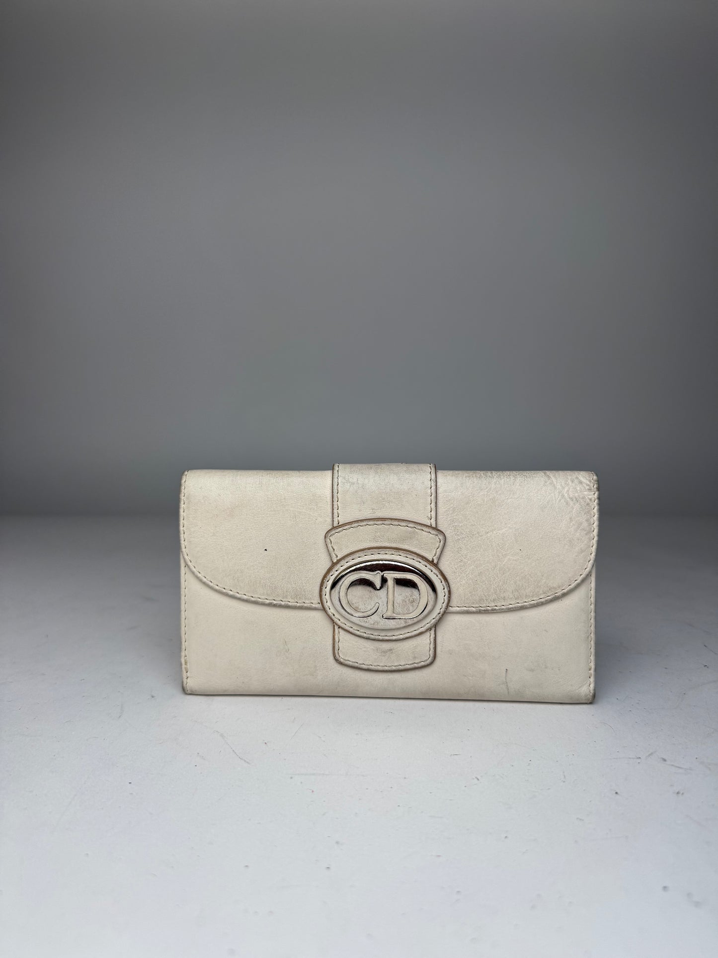 Vintage Dior CD Leather Wallet White