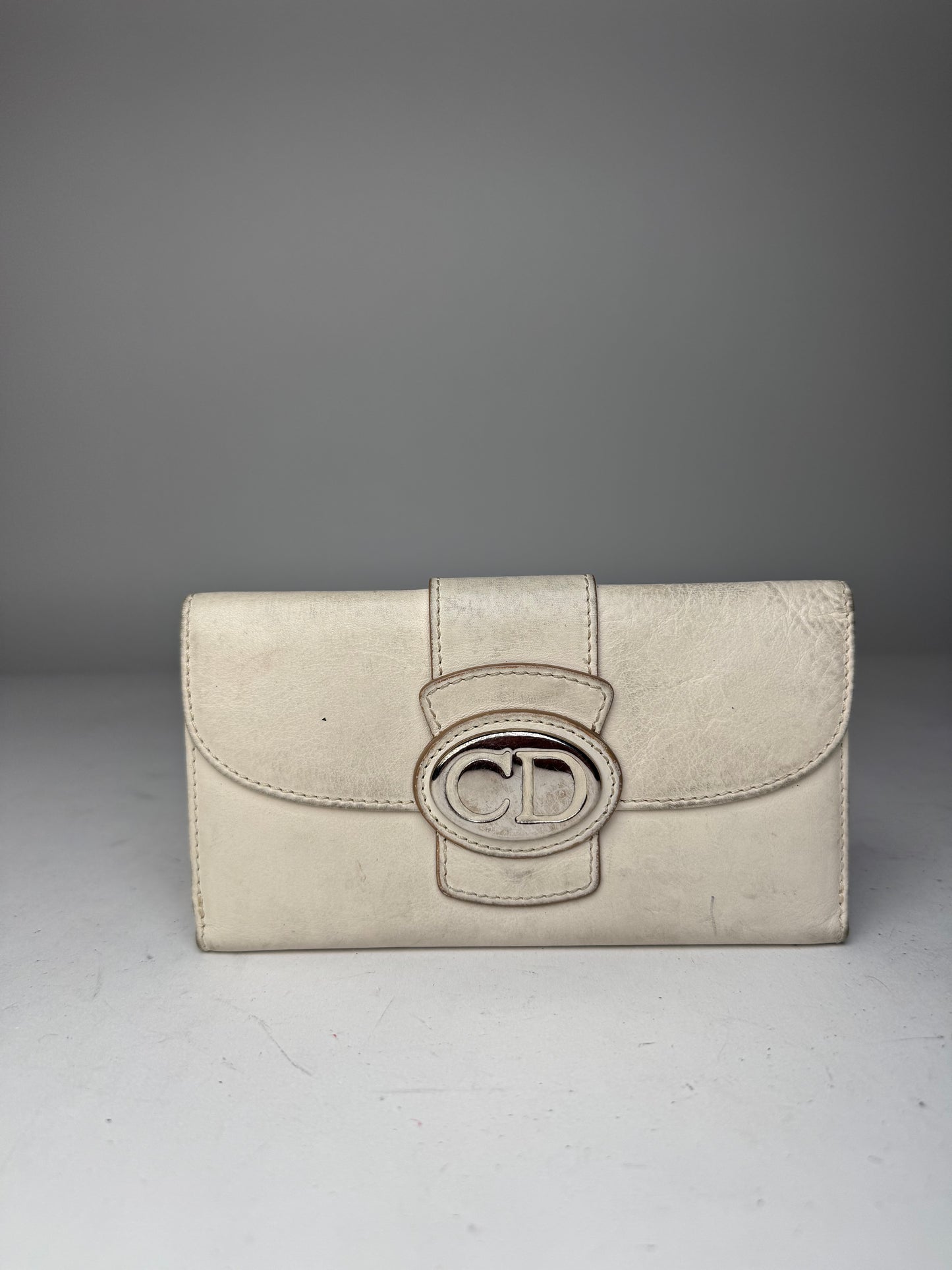 Vintage Dior CD Leather Wallet White