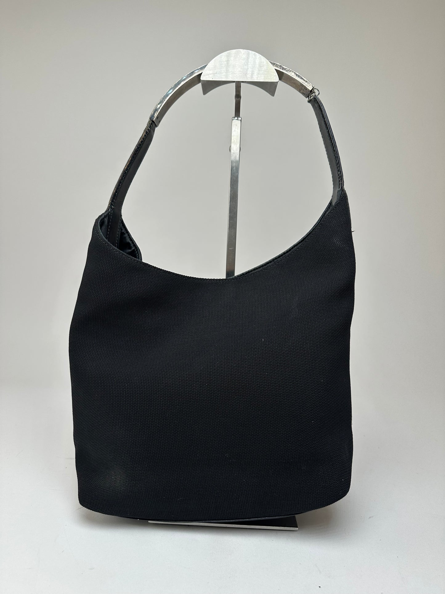 Vintage Gucci Leather Canvas Handbag Black