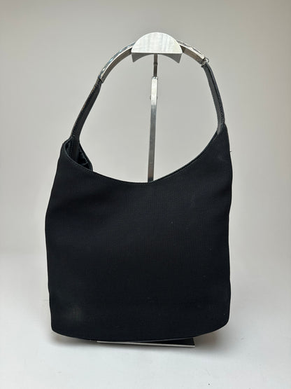 Vintage Gucci Leather Canvas Handbag Black