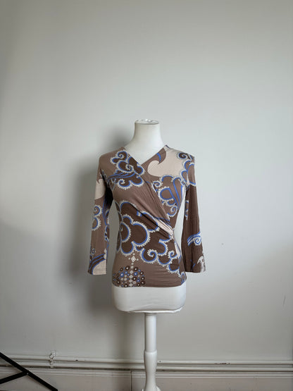 Vintage Emilio Pucci Wrap Top Rayon Multicolour S