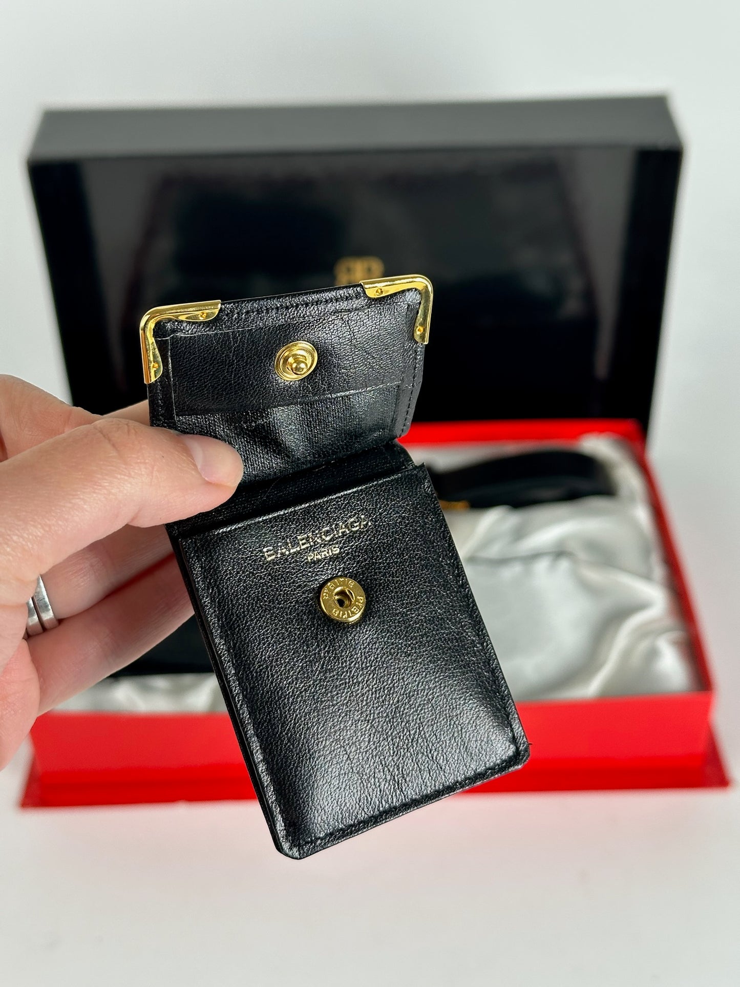 Vintage Balenciaga Leather Belt, wallet & card Holder set Black