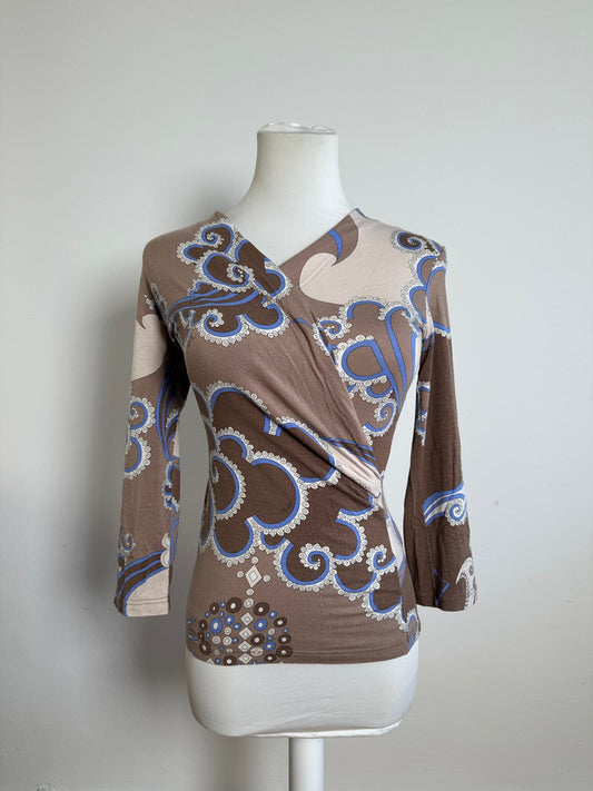 Vintage Emilio Pucci Wrap Top Rayon Multicolour S