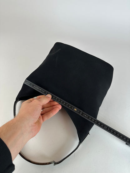 Vintage Gucci Leather Canvas Handbag Black