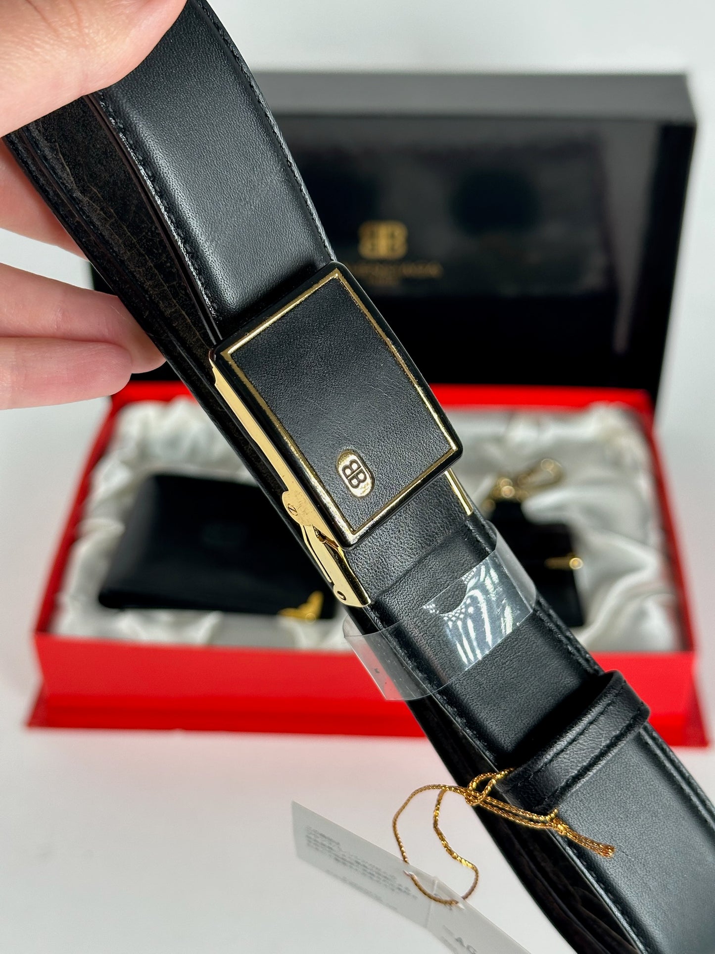 Vintage Balenciaga Leather Belt, wallet & card Holder set Black