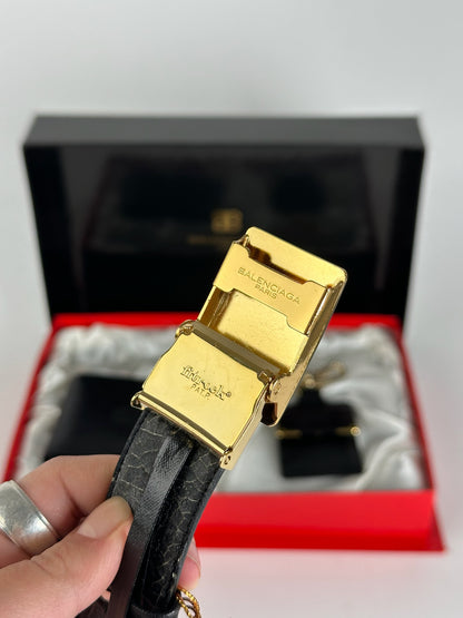 Vintage Balenciaga Leather Belt, wallet & card Holder set Black