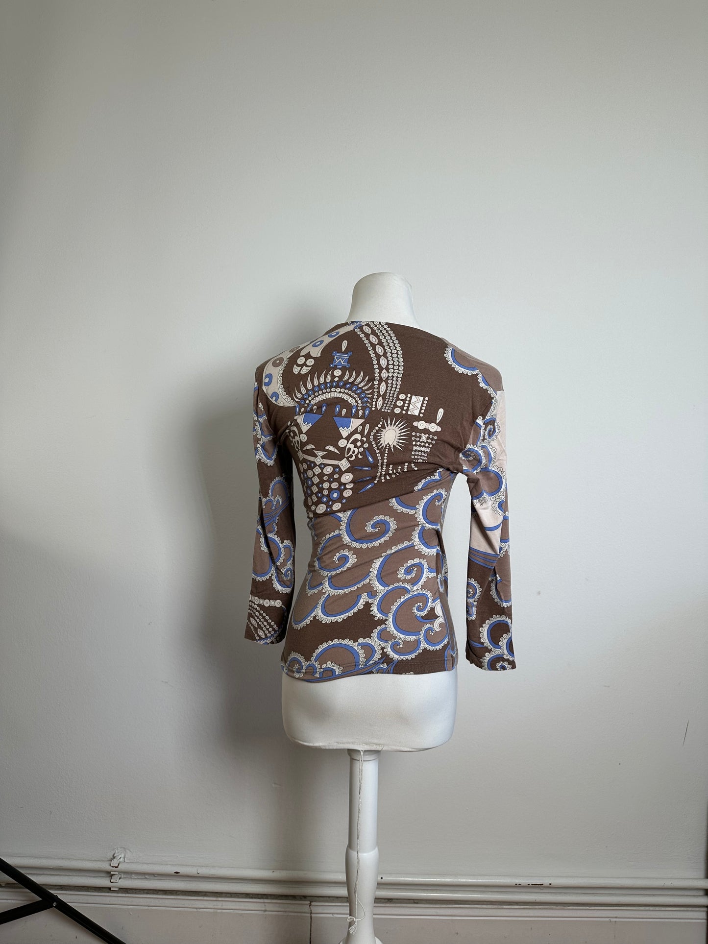 Vintage Emilio Pucci Wrap Top Rayon Multicolour S