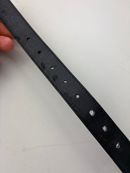 Vintage Ferragamo Patent Leather Logo Belt Black Gold