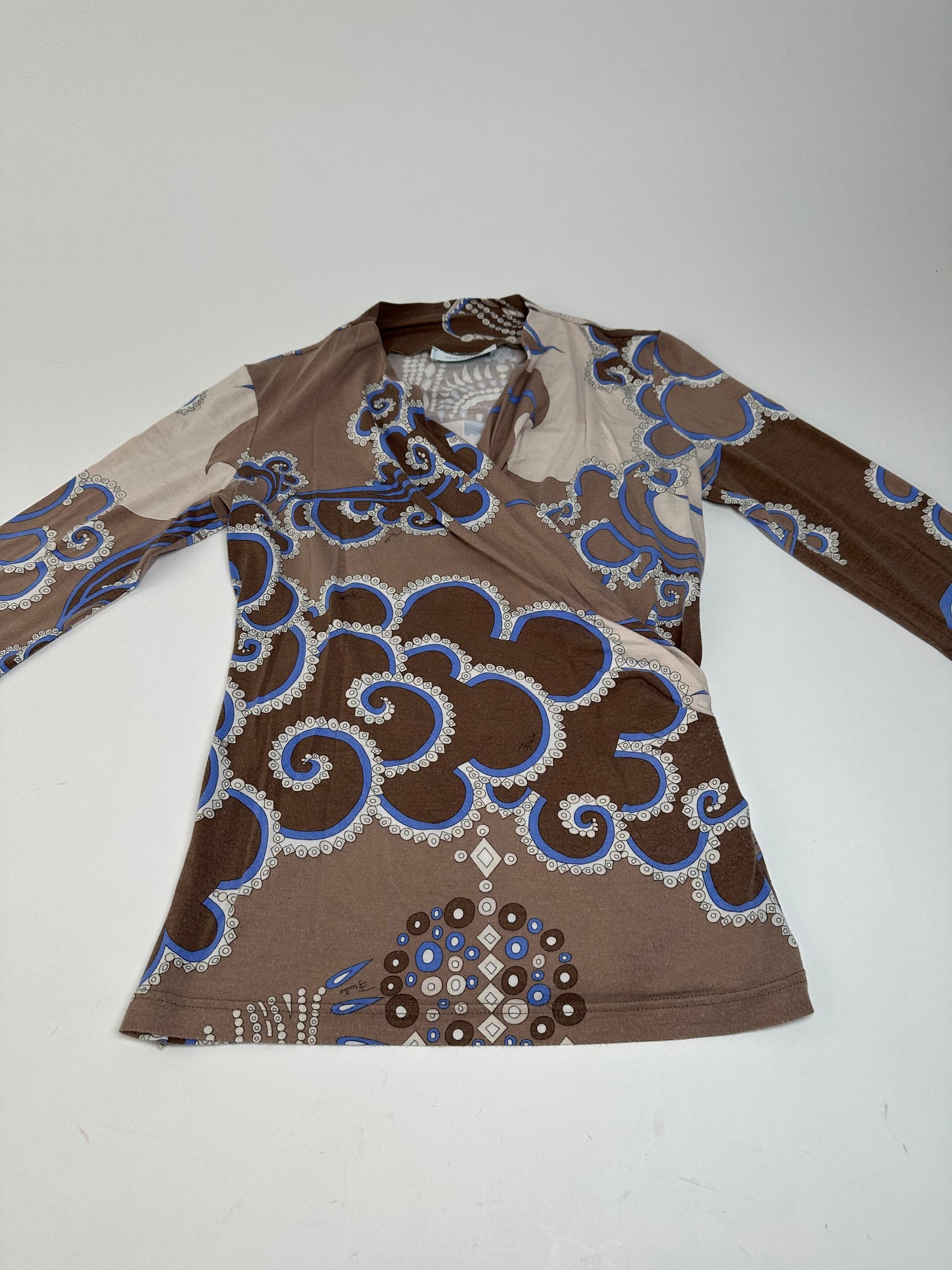 Vintage Emilio Pucci Wrap Top Rayon Multicolour S