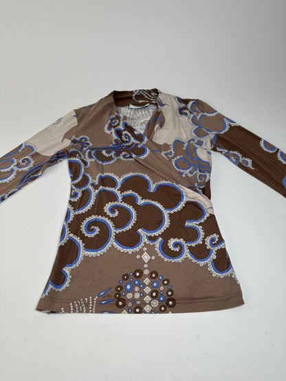 Vintage Emilio Pucci Wrap Top Rayon Multicolour S