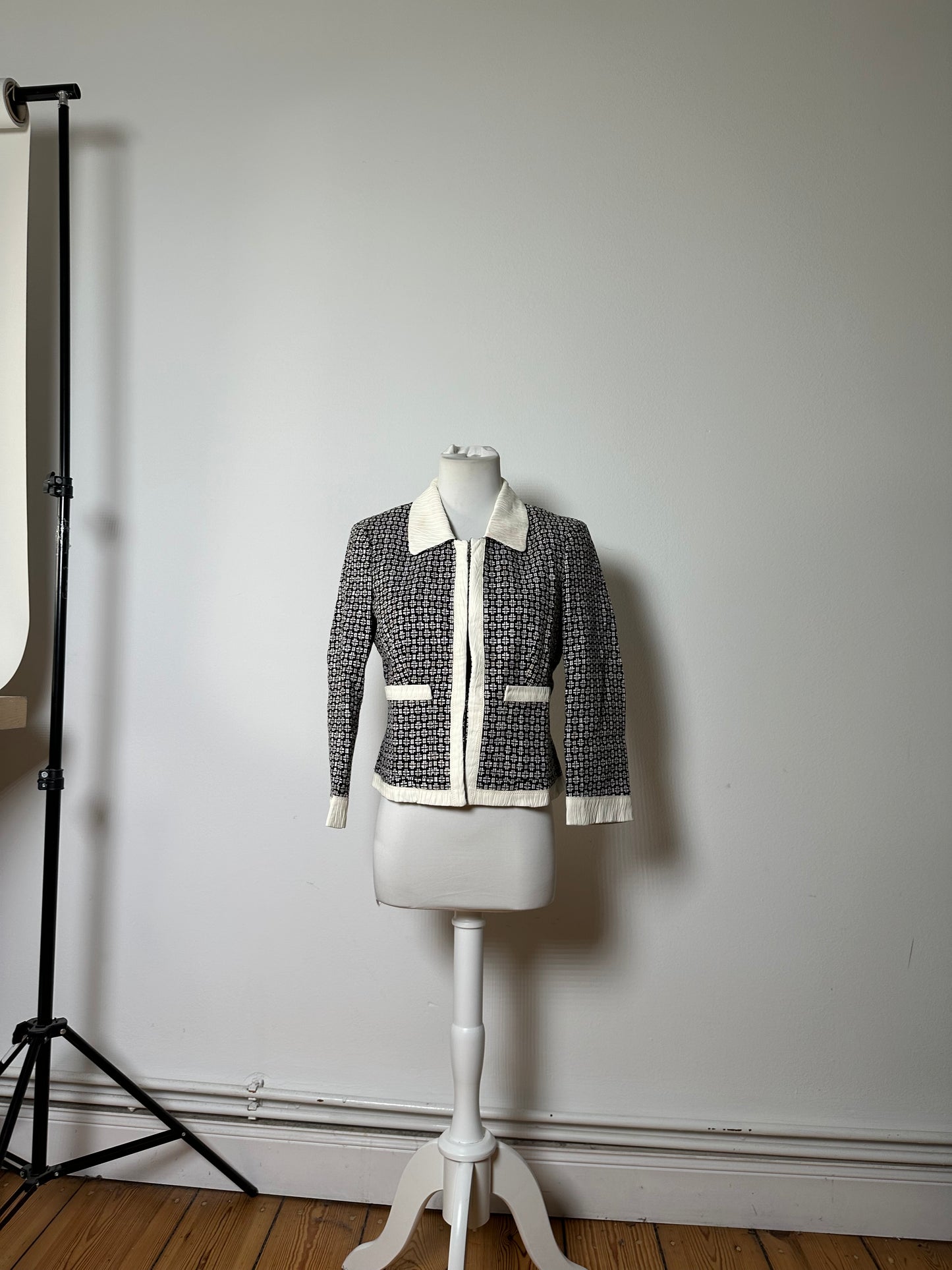 Vintage Ferragamo Cotton Rayon Jacket Black White S