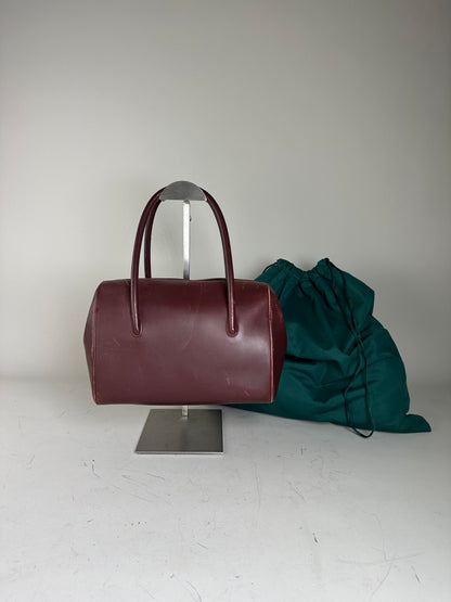 Vintage Cartier Leather Handbag Burgundy Gold-Tone Zip