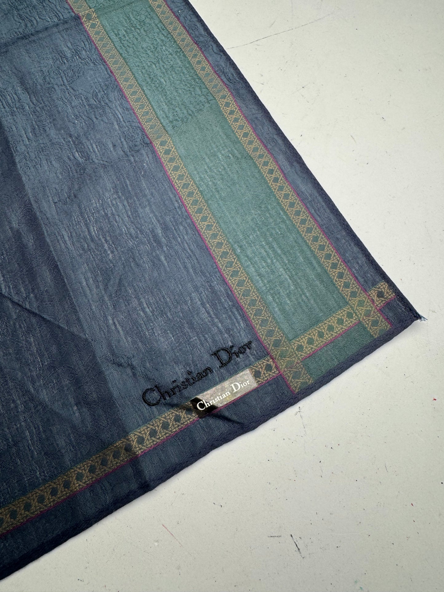 Vintage Dior Striped Scarf Blue Green