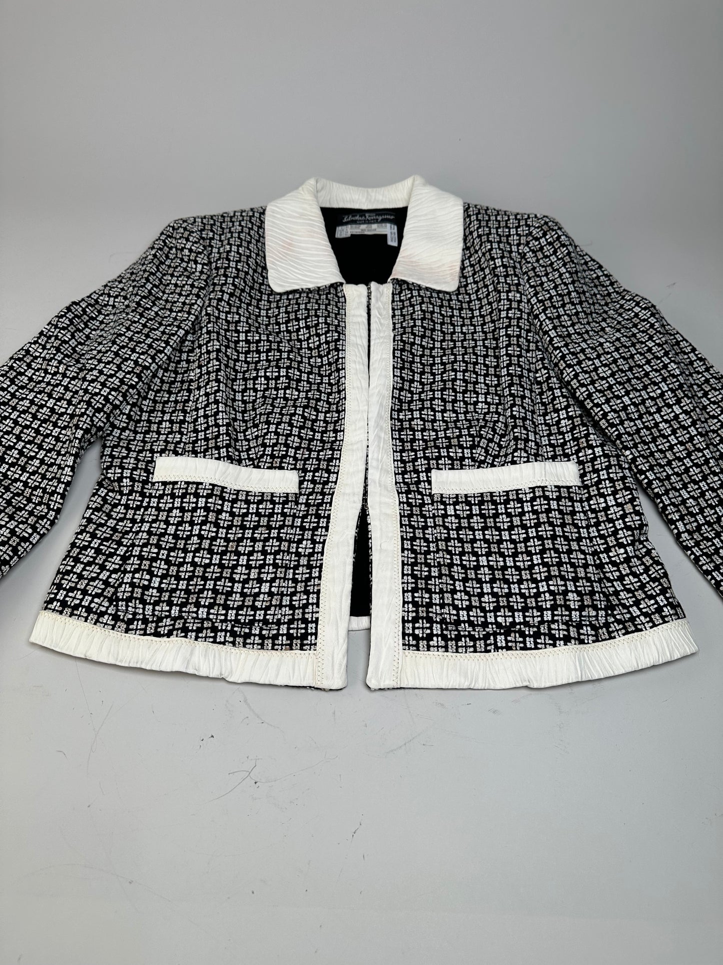 Vintage Ferragamo Cotton Rayon Jacket Black White S