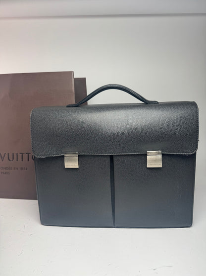 Vintage Louis Vuitton Leather Briefcase Black