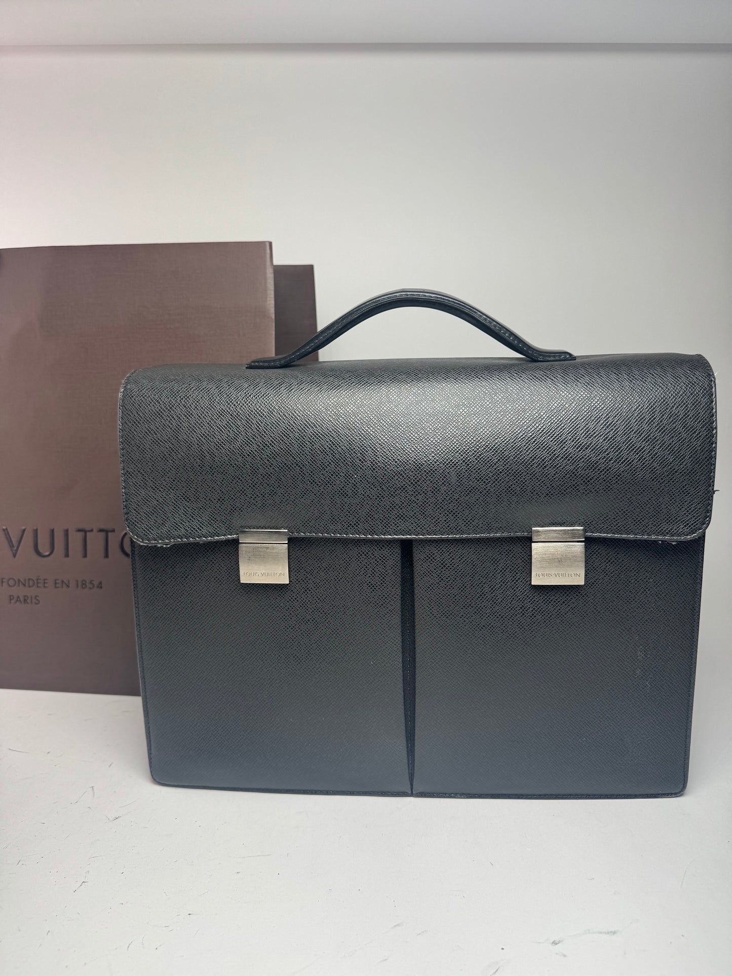 Vintage Louis Vuitton Leather Briefcase Black