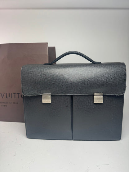 Vintage Louis Vuitton Leather Briefcase Black