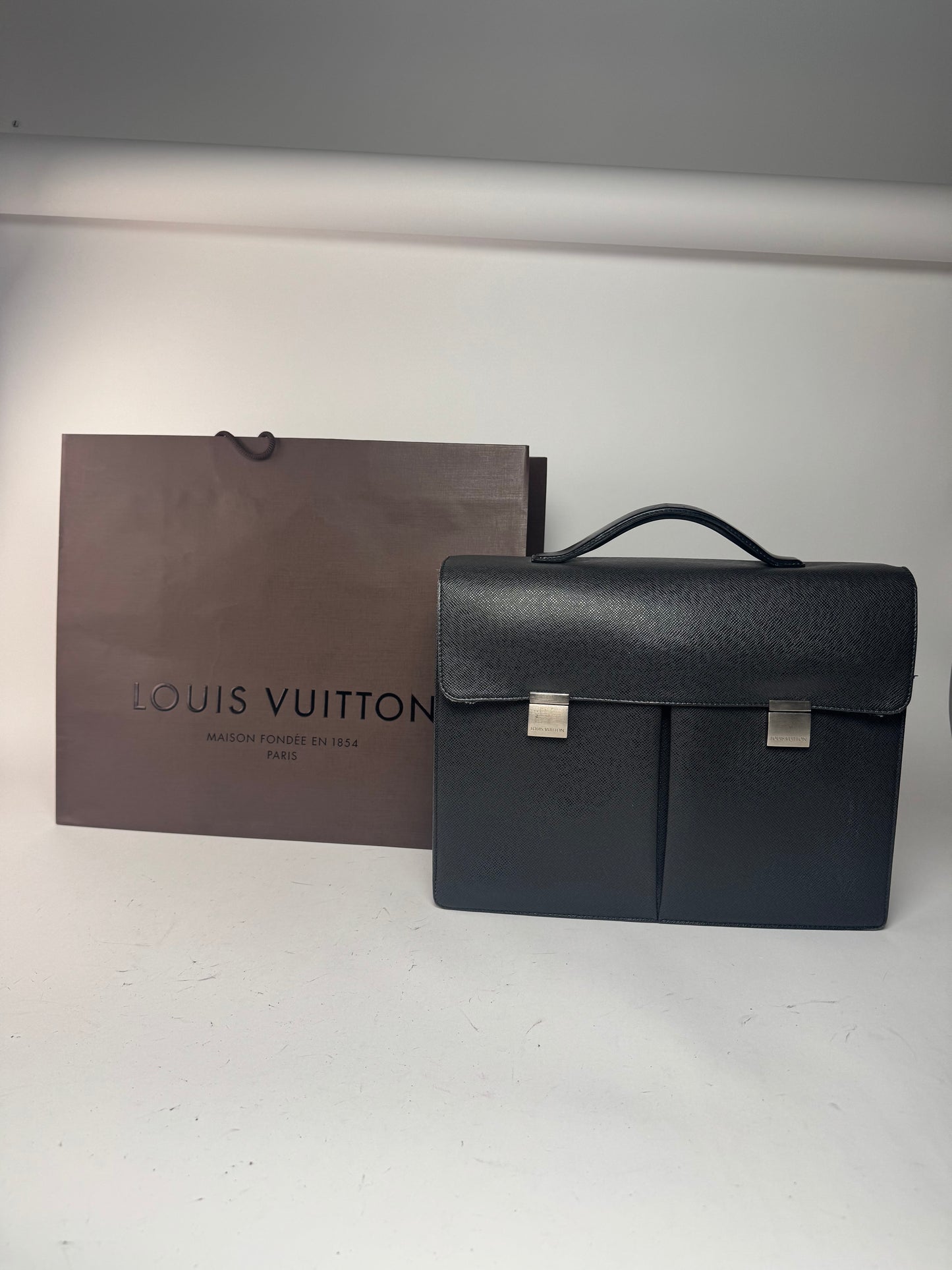 Vintage Louis Vuitton Leather Briefcase Black
