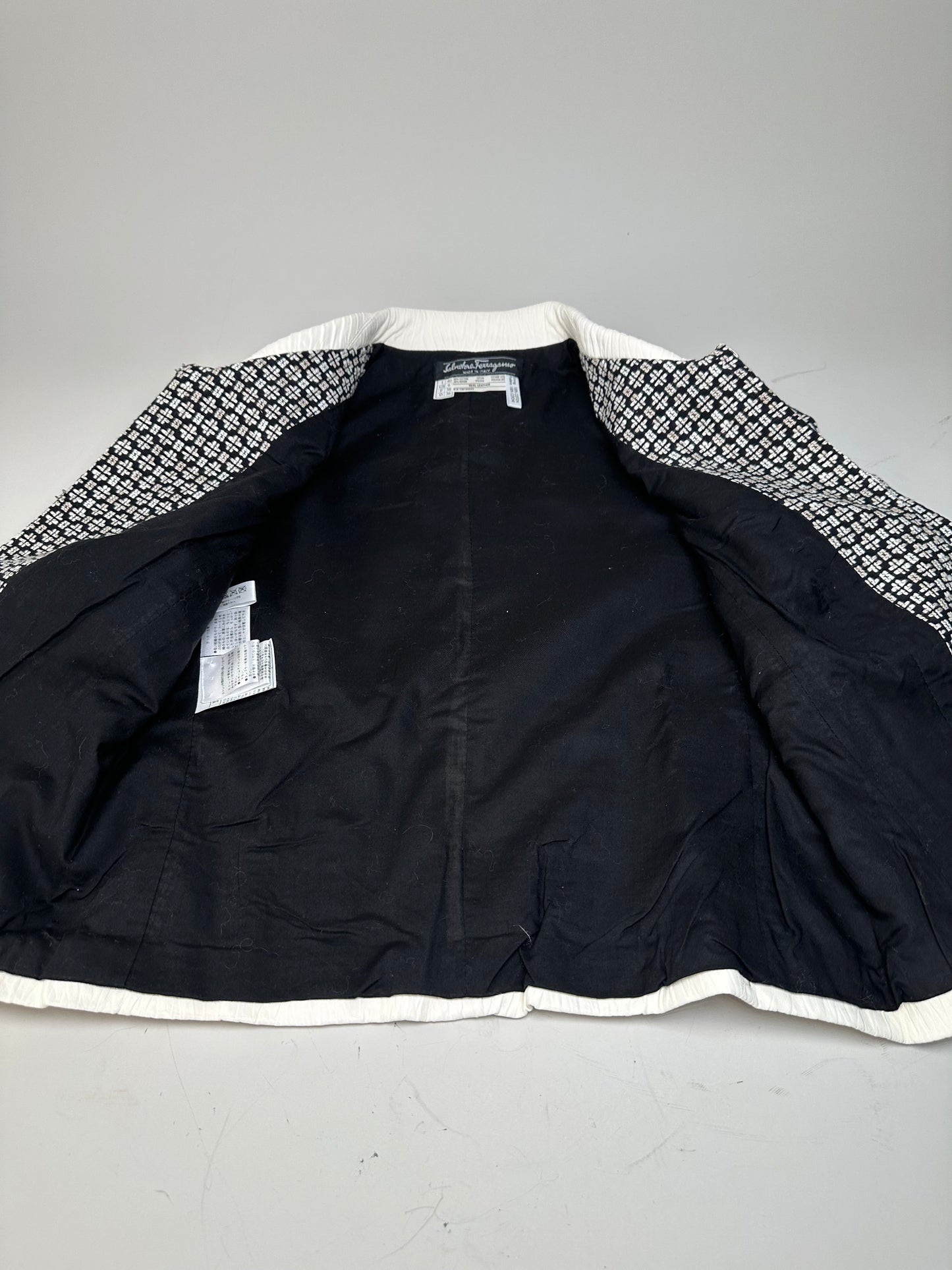 Vintage Ferragamo Cotton Rayon Jacket Black White S