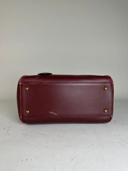 Vintage Cartier Leather Handbag Burgundy Gold-Tone Zip