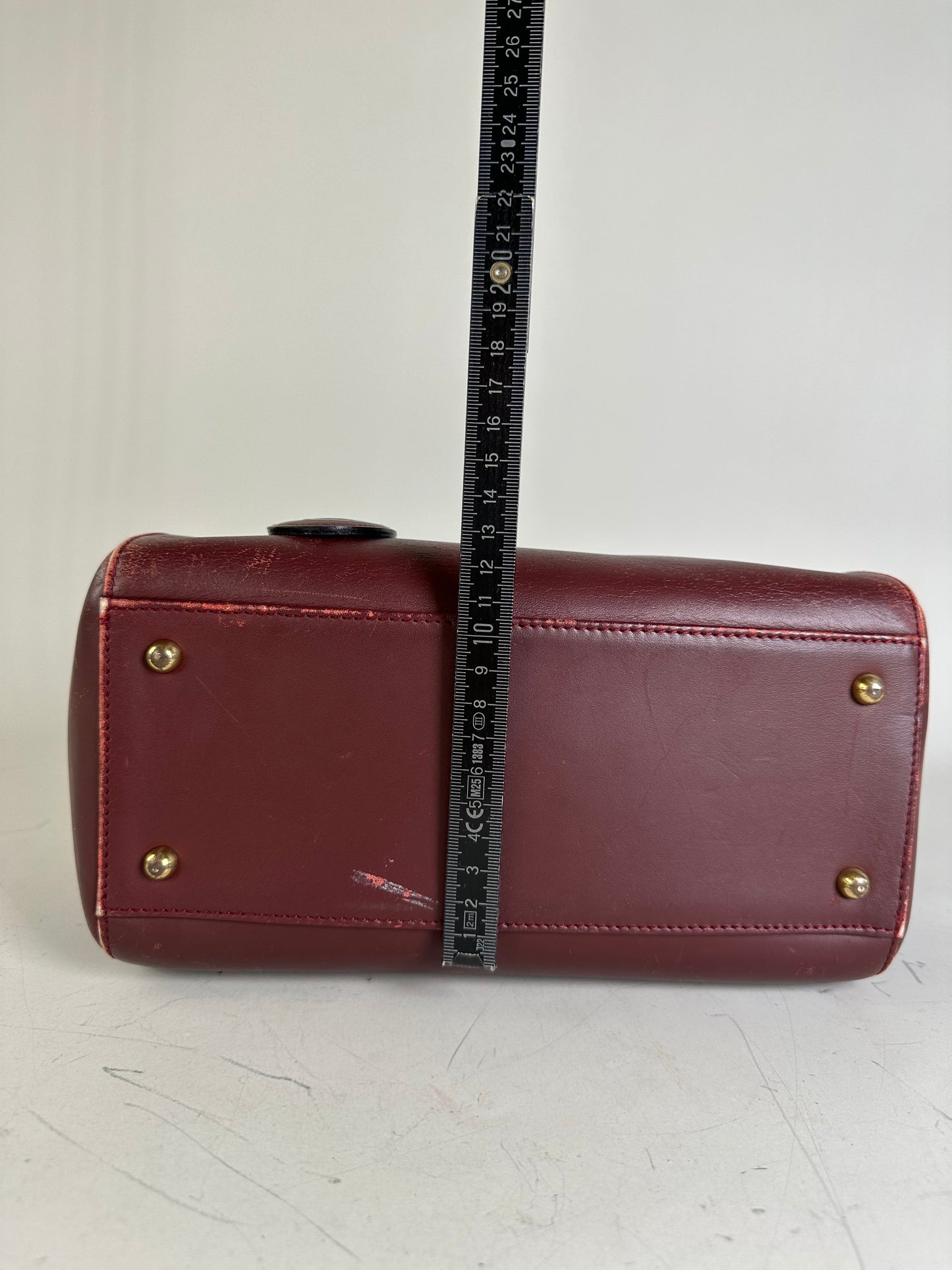 Vintage Cartier Leather Handbag Burgundy Gold-Tone Zip