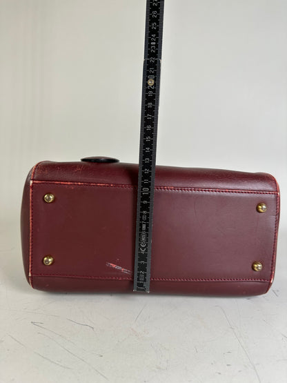 Vintage Cartier Leather Handbag Burgundy Gold-Tone Zip