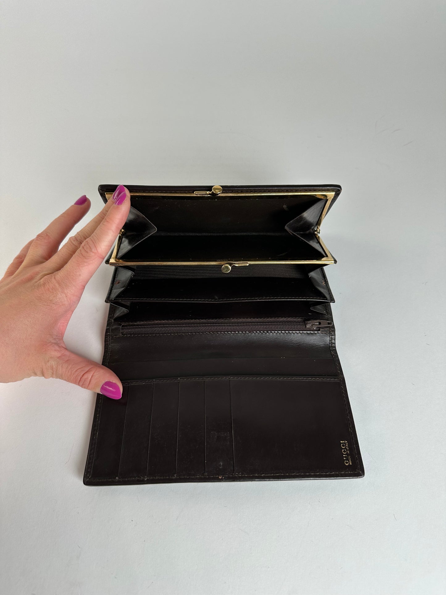 Vintage Gucci Accessory Collection Pony Hair Long Wallet Dark Brown