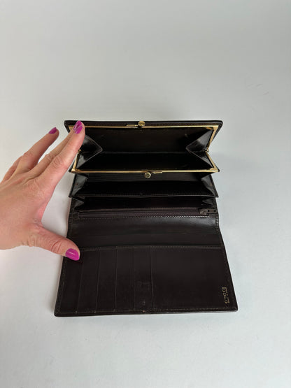 Vintage Gucci Accessory Collection Pony Hair Long Wallet Dark Brown