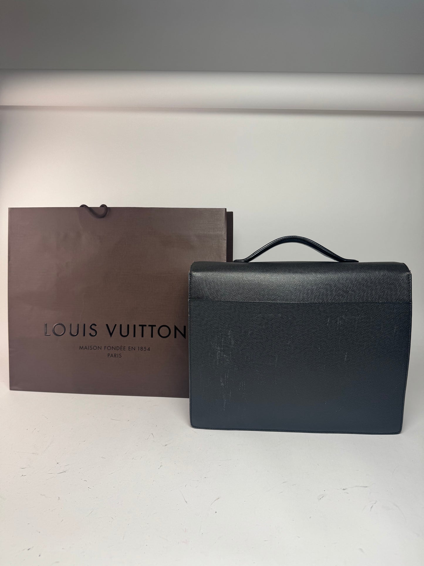 Vintage Louis Vuitton Leather Briefcase Black