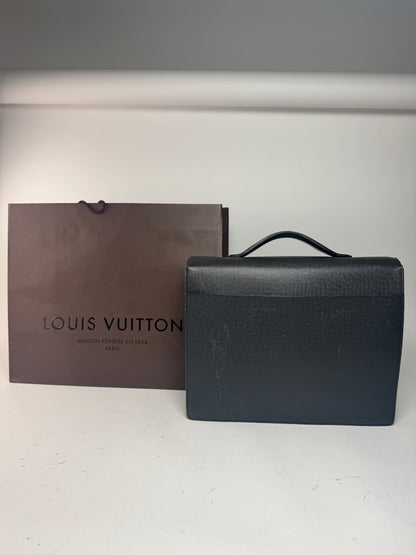 Vintage Louis Vuitton Leather Briefcase Black