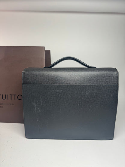Vintage Louis Vuitton Leather Briefcase Black