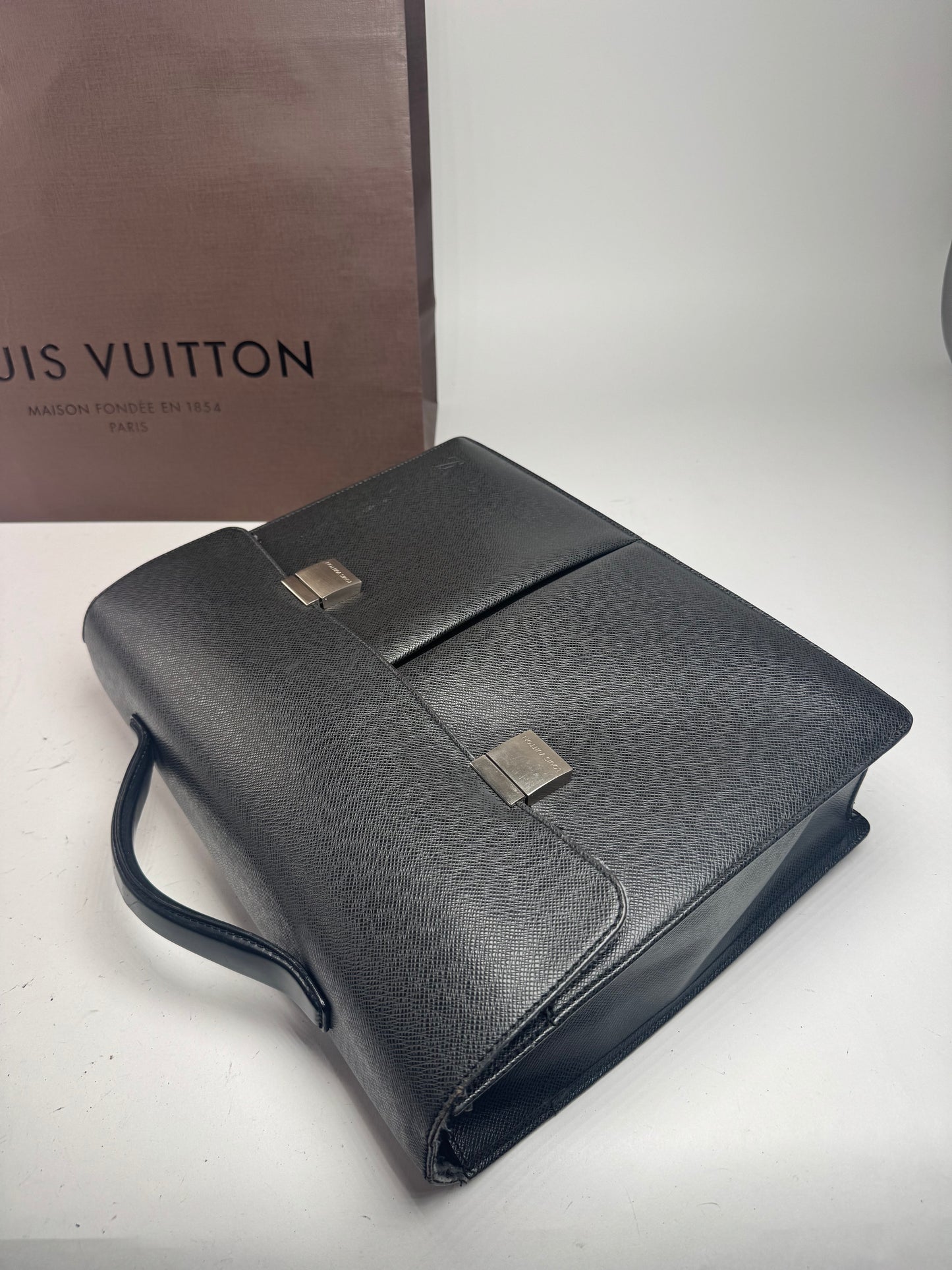 Vintage Louis Vuitton Leather Briefcase Black